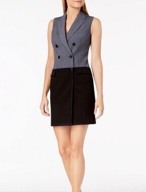 Calvin Klein Double Breasted Blazer Dress Color Block Size 2 NWOT
